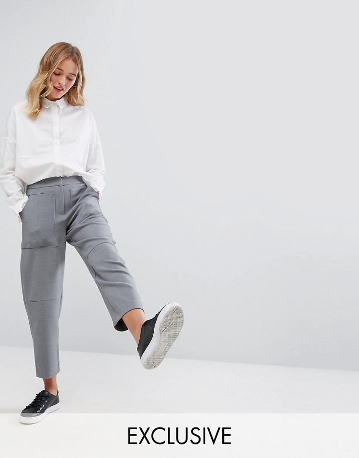 Monki Combat Peg Leg Pants - Gray