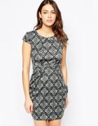 Qed London Printed Tulip Dress - Gray
