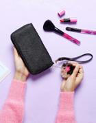 Yoki Zip Around Purse With Pom Pom - Black