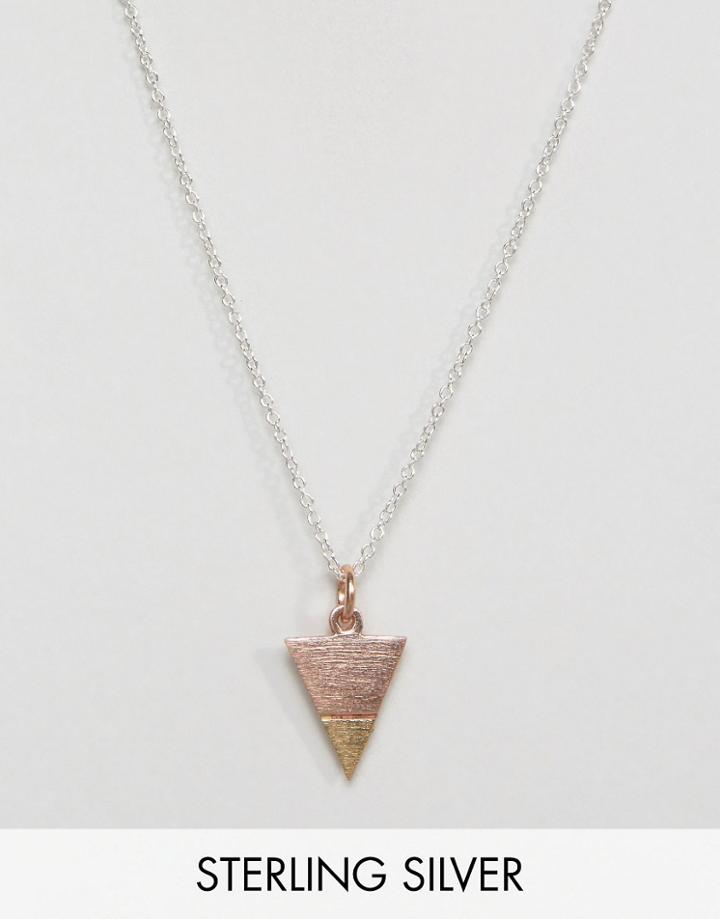 Asos Sterling Silver Triangle Necklace - Multi
