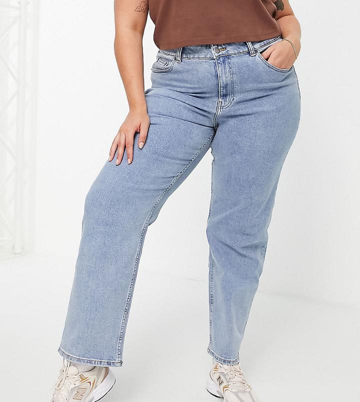 Dr Denim Plus Li Straight Leg Mid Rise Jeans In Light Retro Blue-white