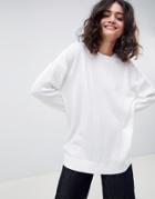 Asos Design Oversize Jumper In Fine Knit - White