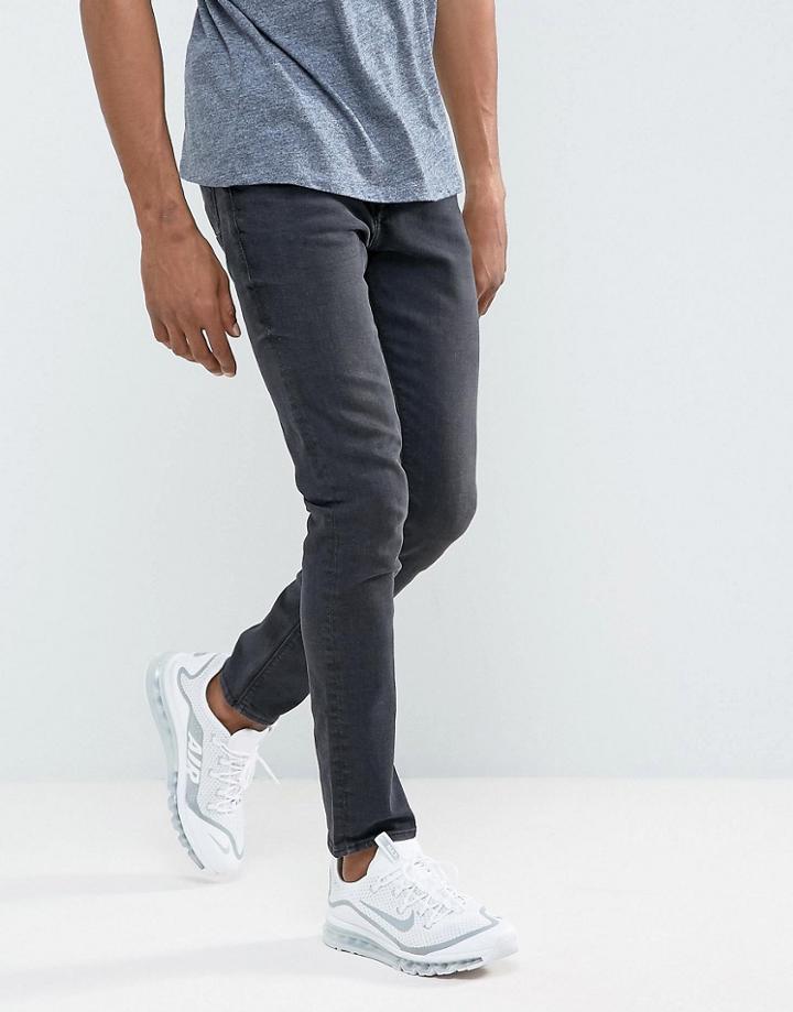 Pull & Bear Skinny Jeans In Dark Gray Wash - Black