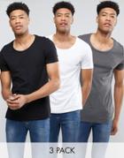 Asos Tall T-shirt With Scoop Neck 3 Pack Save - Multi