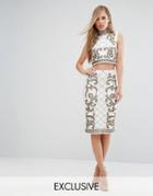Starlet Baroque Embellished Midi Skirt Co Ord - White