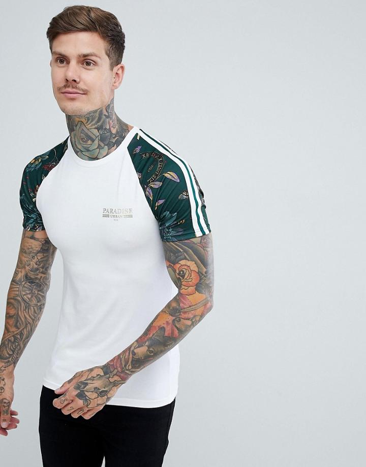 River Island Raglan T-shirt With Floral Print In White - White