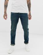 Asos Design Stretch Slim Jeans In Vintage Dark Wash Blue