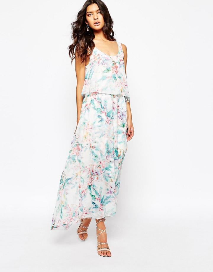 Boss Orange Aglamy Maxi Dress In Watercolour Floral - Multi