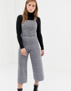 New Look Check Pinny Jumpsuit In Blue Pattern - Blue