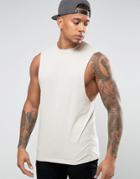 Asos Longline Sleeveless T-shirt With Dropped Armhole - Beige