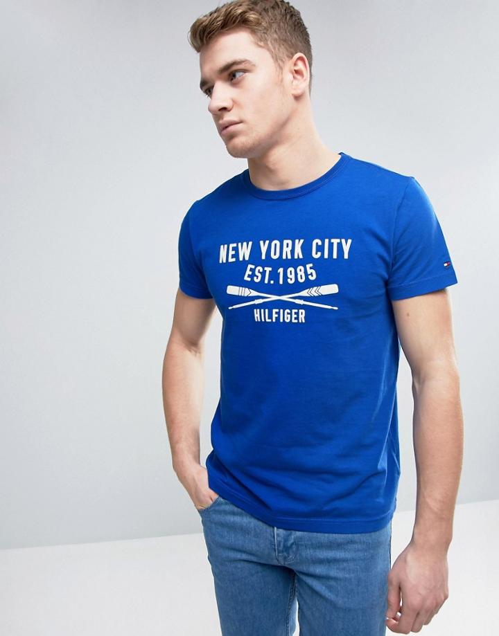 Tommy Hilfiger Harry Logo T-shirt In Regular Fit - Blue