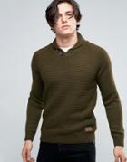 Threadbare Shawl Neck Sweater - Green