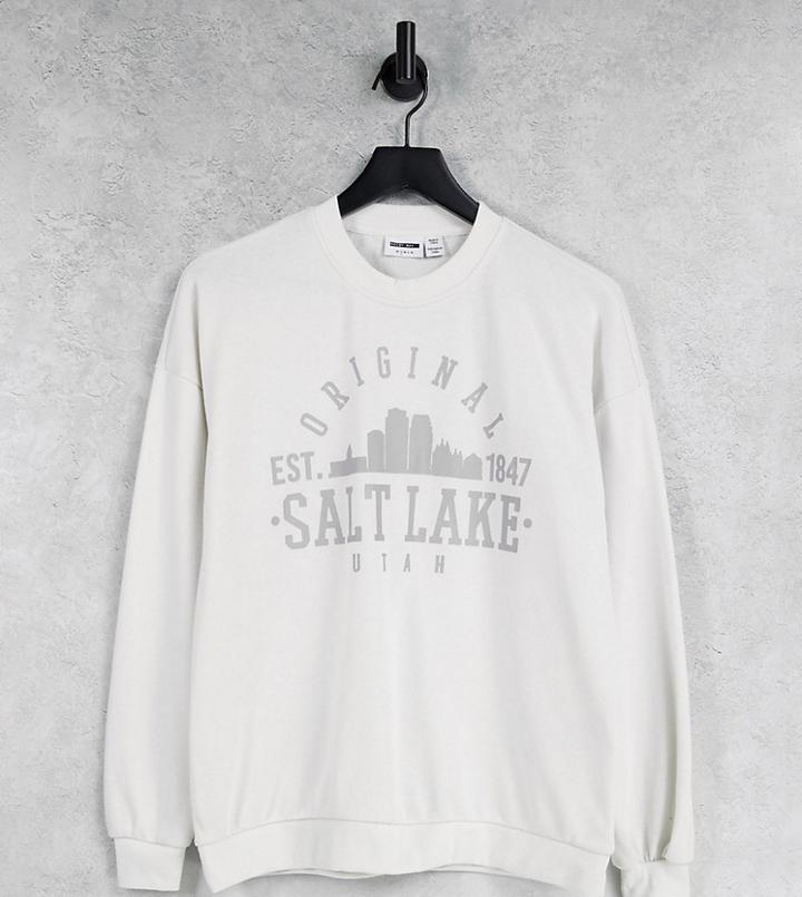 Noisy May Exclusive Collegiate Sweatshirt Set In Off White