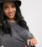 Reclaimed Vintage Inspired Oversized Boxy T-shirt With Logo In Washed Charcoal-grey