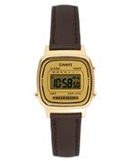 Casio Brown Leather Strap Digital Watch La670wegl-9ef - Brown