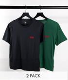 Levi's 2 Pack T-shirts In Green/black With Batwing Logo Exclusive To Asos