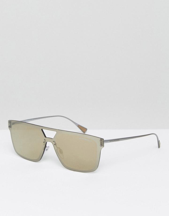 Emporio Armani Square Sunglasses In Gold - Gold