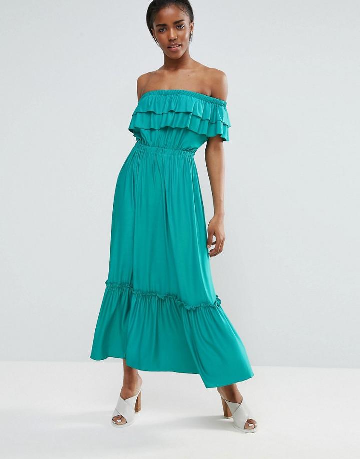 Pussycat London Frill Maxi Dress - Green