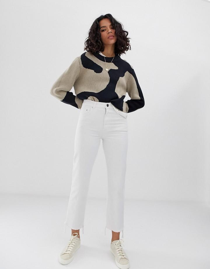 Asos Design Florence Authentic Straight Leg Jeans In Bone Chalky White Wash - White