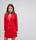 Asos Petite Ultimate Mini Tux Dress With Pearl Buttons - Red