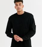 Asos Design Tall Knitted Ribbed Sweater With Woven Panels In Black