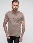 Asos T-shirt With Gothic Chest Print - Beige