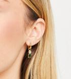 Reclaimed Vintage Inspired Huggie Hoop Earrings With Emerald Stones In Sterling Silver Gold Plate