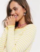 Pieces Nanja Long Sleeve Stripe T-shirt-gold