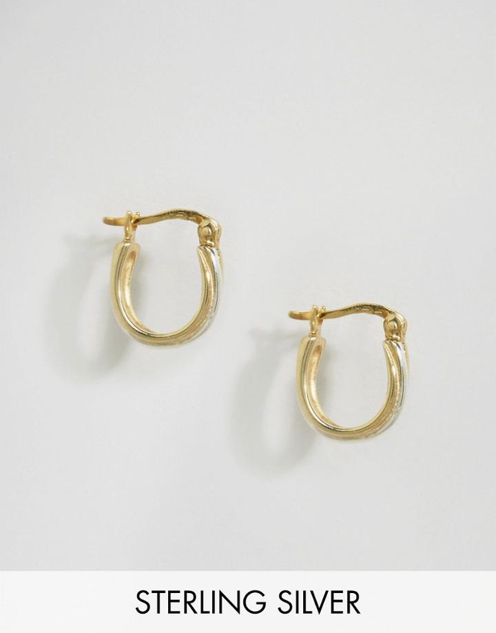 Asos Sterling Silver 13mm Ridge Hoop Earrings - Silver