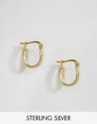 Asos Sterling Silver 13mm Ridge Hoop Earrings - Silver