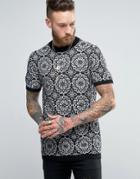 Asos Knitted T-shirt With Pattern Design - Black