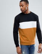 New Look Sweat With Color Block In Camel - Tan