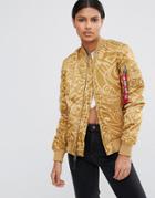 Alpha Industries Ma-1 Vf Tonga Print Bomber Jacket - Gold