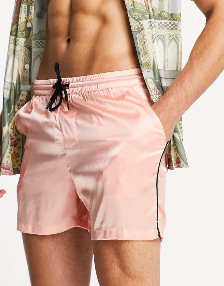 Another Influence Satin Drawstring Short In Light Pink