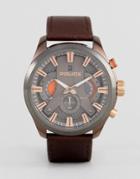 Police Mens Cyclone Watch With Brown Strap - Brown