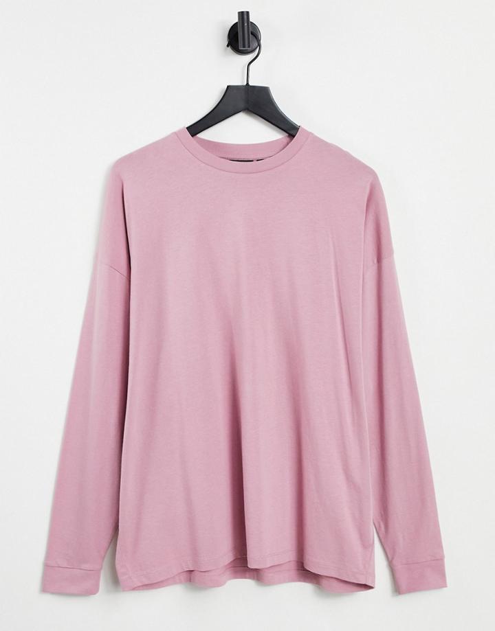 Asos Design Organic Blend Oversized Long Sleeve T-shirt In Washed Purple