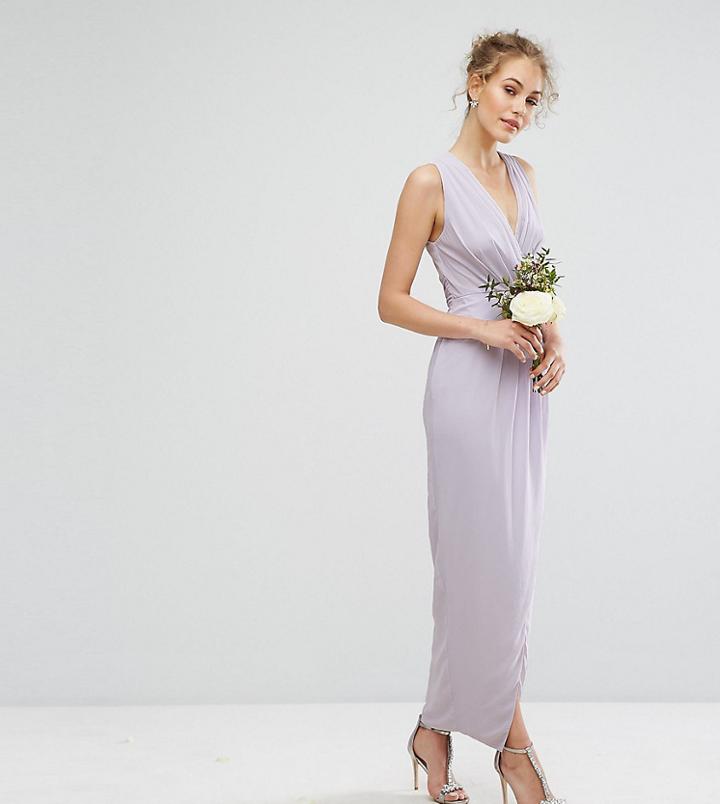 Tfnc Wrap Maxi Bridesmaid Dress - Purple