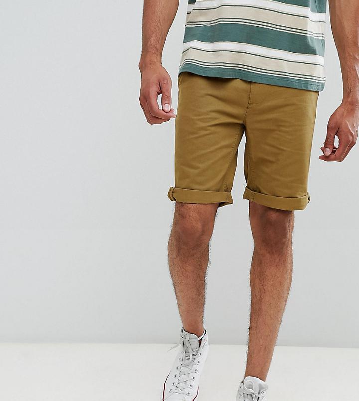 D-struct Tall Turn Up Chino Shorts - Green