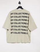 Asos Dark Future Oversized T-shirt In Gray With Front And Back Logo-grey