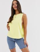 Asos Design Super Dropped Armhole Tank In Neon Yellow