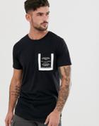 Jack & Jones Core Curved Hem Crew Neck One Pocket T-shirt In Black