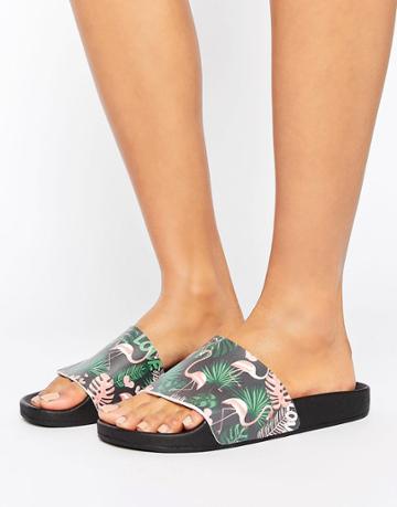 Thewhitebrand Flamingo Party Slider Flat Sandals - Multi