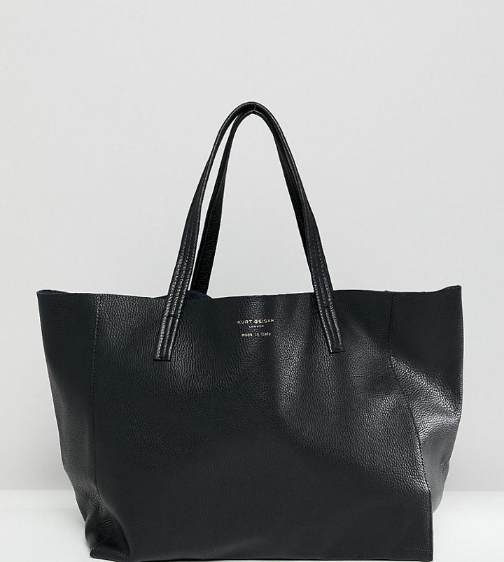 Kurt Geiger Violet Black Leather Soft Tote Shopper Bag - Black