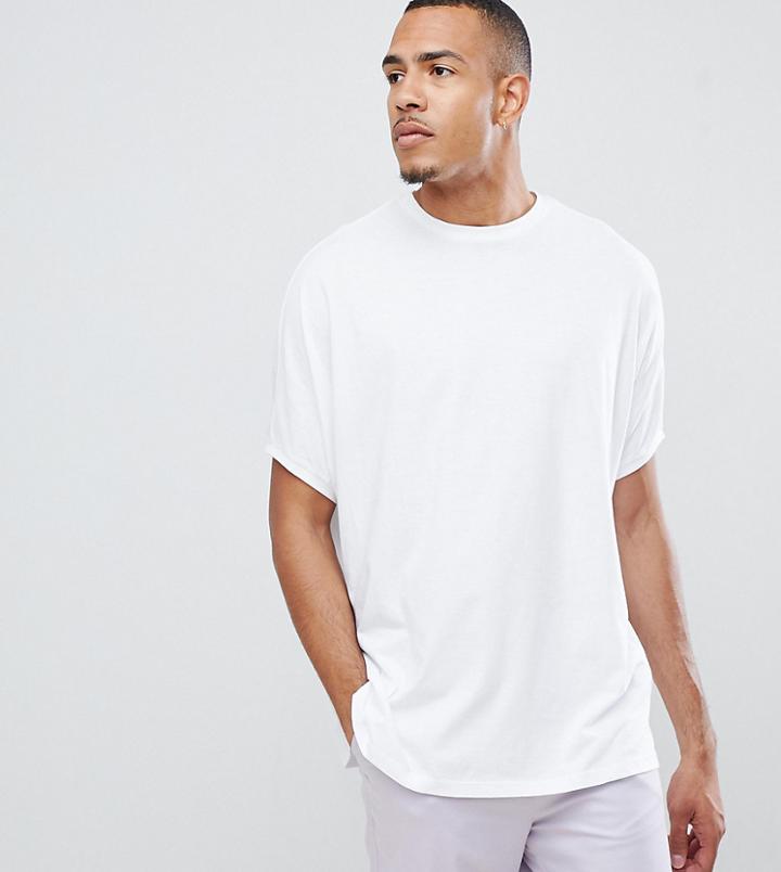 Asos Design Tall Extreme Oversized Sleeveless T-shirt In White - White