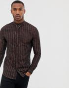 River Island Jaquard Shirt With Stripes In Dark Red - Red