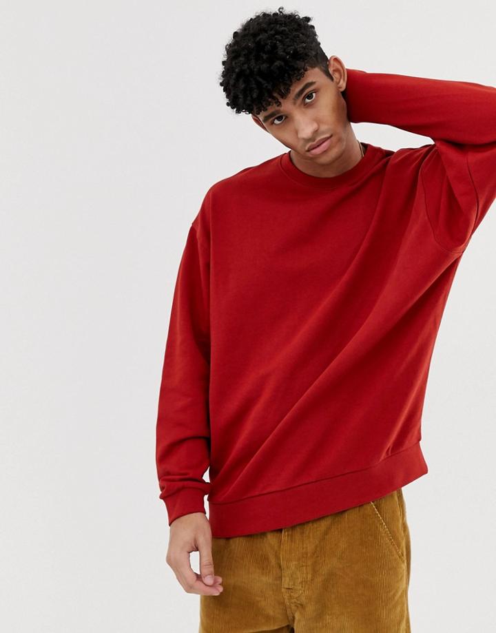 Asos Design Oversized Sweatshirt In Red - Orange