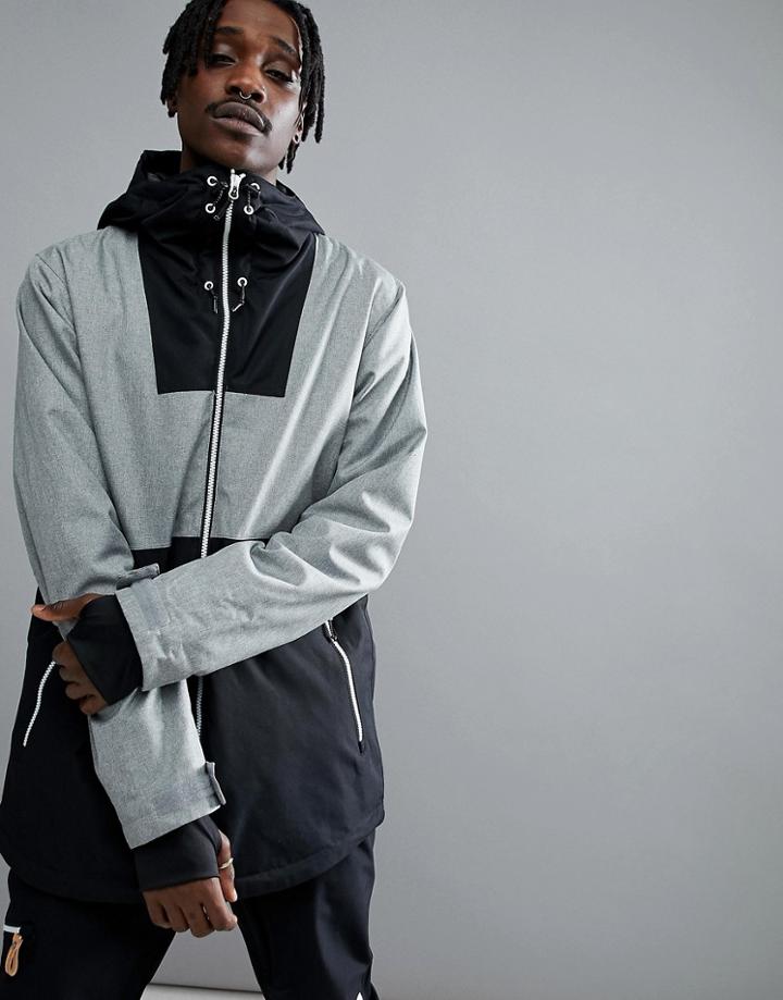 Wear Color Block Snow Jacket In Gray Melange - Gray