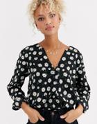 Jdy Oda V Neck Polka Dot Blouse-black