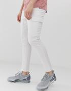 Asos Design Super Skinny Cropped Cargo Pants In White - White