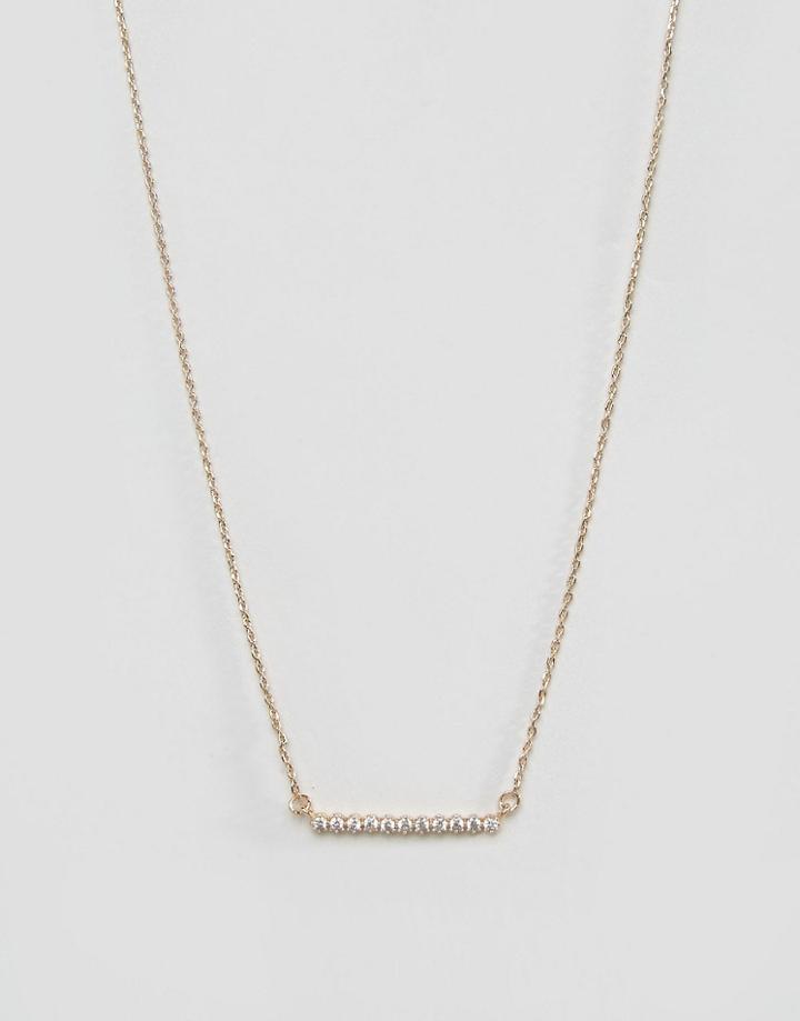 Nylon Gold Plated Gem Bar Necklace - Gold